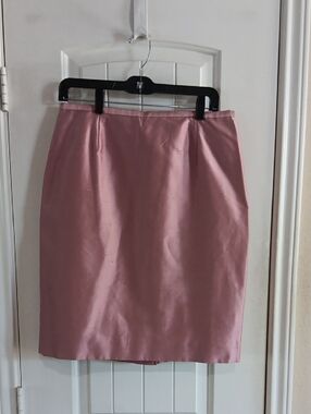 VTG Dana Buchman Petite 100% Silk Pencil Skirt Mauve Purple 12